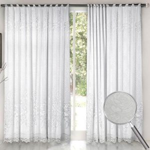 Cortina de Renda Donna Inter 300×180 cm Roseiral com Forro Branco | Cortina Para Varão Cortina Para Quarto Cortina Para Quarto