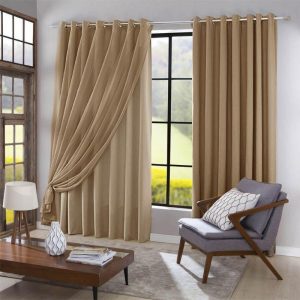 Cortina Donna MC 400×260 cm Lucia com Forro Corta Luz Caqui | Cortina Para Quarto Cortina Blecaute Cortina Blecaute