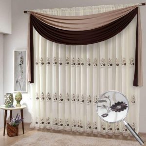 Cortina para Varão Sultan 300×250 cm Realce Top Doha Caqui e Chocolate com Bandô | Cortina Para Quarto Cortina Para Quarto Cortina Para Quarto